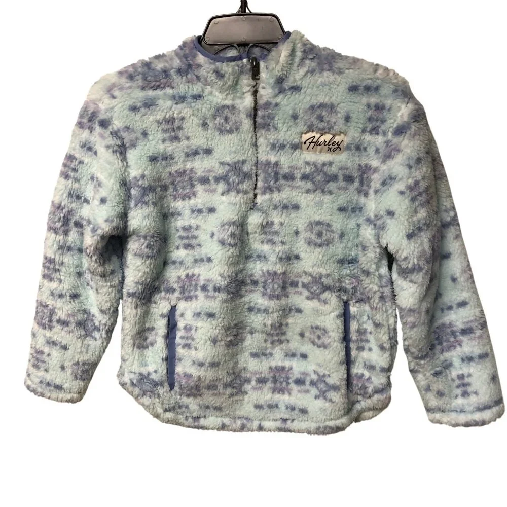 Hurley Girls‎ Sherpa Printed Quarter-Zip Jacket m 7/8 NWT